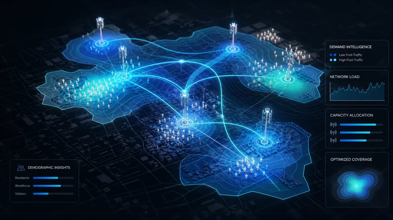 Illustration : Expansion hyperlocale des antennes télécoms et routage par fréquentation