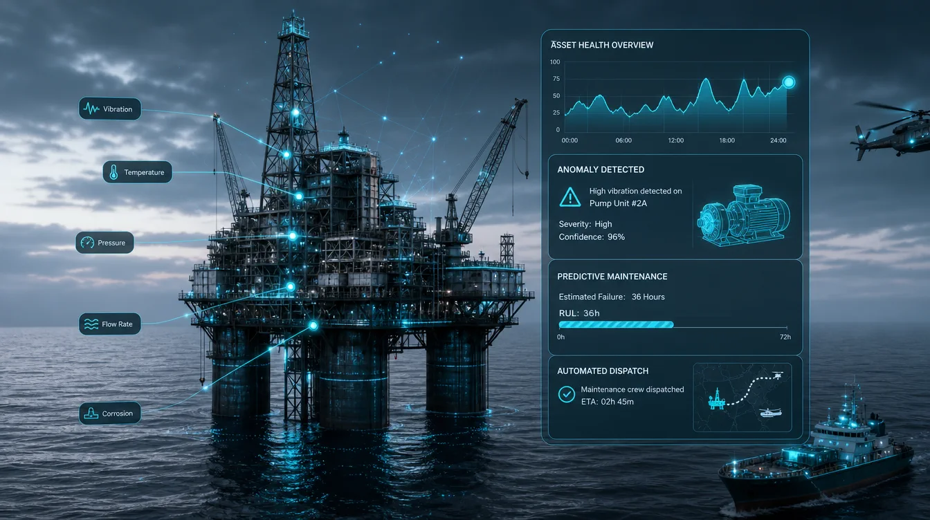 Ilustración: Prevención de anomalías en equipos de plataformas petrolíferas marinas
